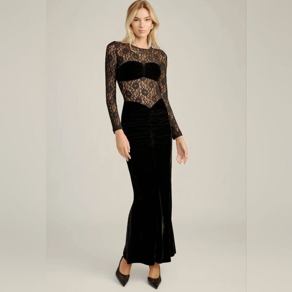 Bardot Dresses & Skirts - Bardot helenie velour lace maxi dress in‎ black